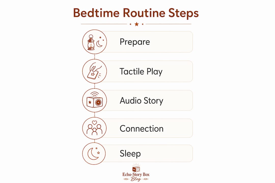 Infographic showing screen-free bedtime routine steps