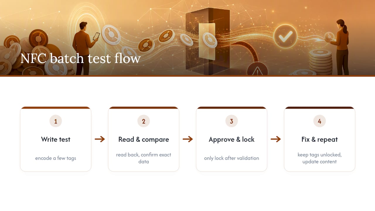 NFC test and verification workflow