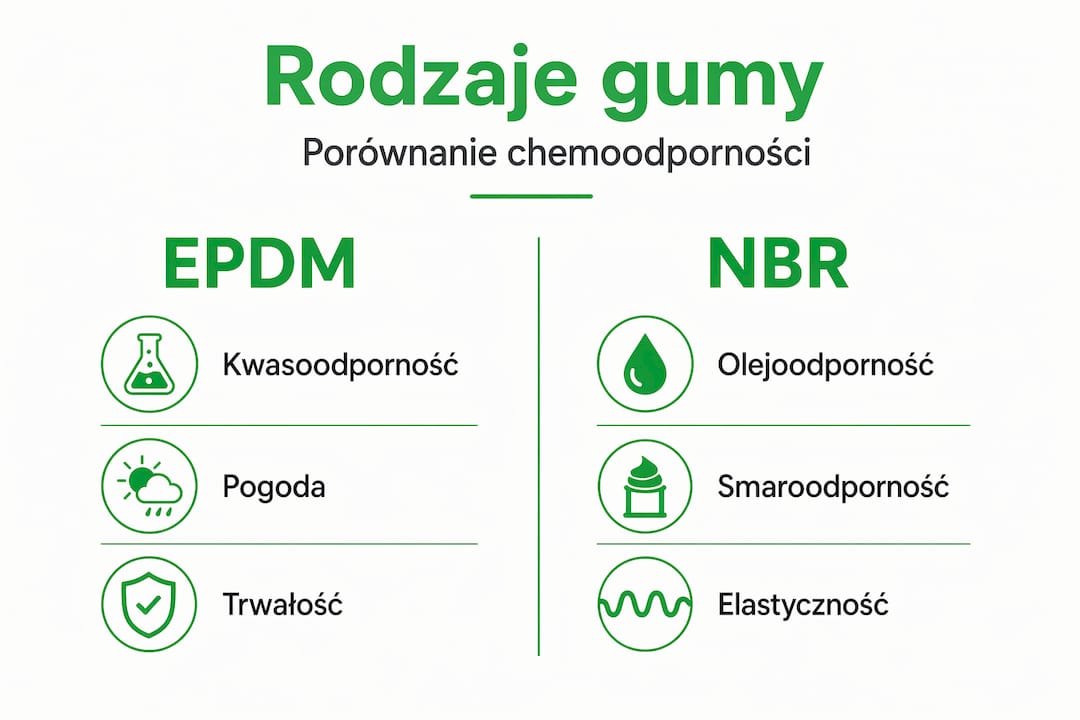 Infografik: jämförelse av kemikaliebeständighet för EPDM och NBR
