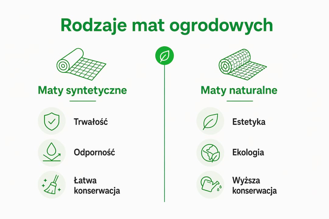 Porównanie mat syntetycznych i naturalnych – infografika dla osób planujących wykończenie tarasu