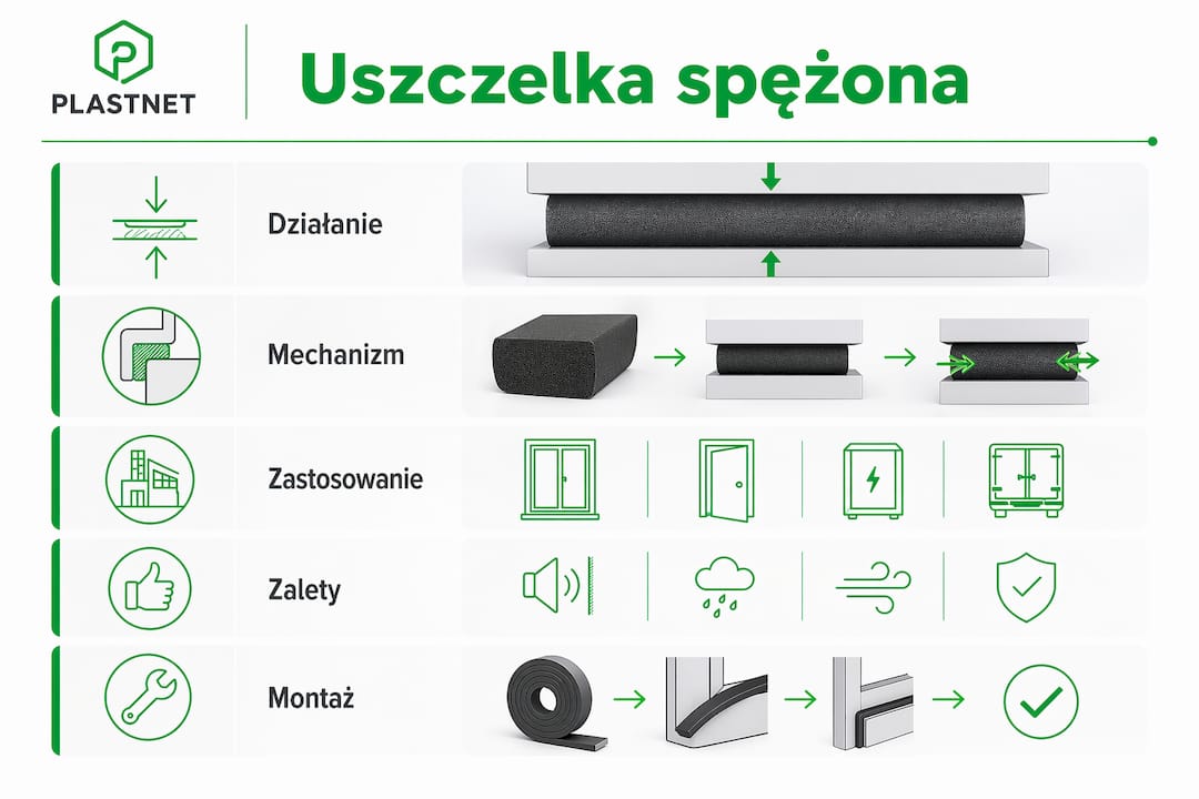Graficzne przedstawienie sposobu działania oraz praktycznych zastosowań uszczelki sprężonej