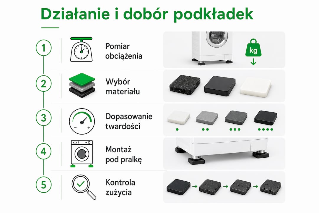 Infografika: jak wybrać odpowiednią matę antywibracyjną pod pralkę – krok po kroku