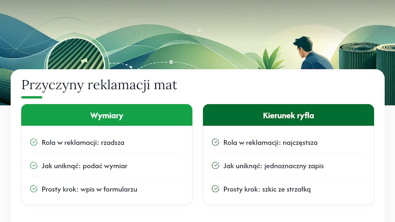 Diagram, der viser årsagerne til reklamationer ved bestillinger af måtter