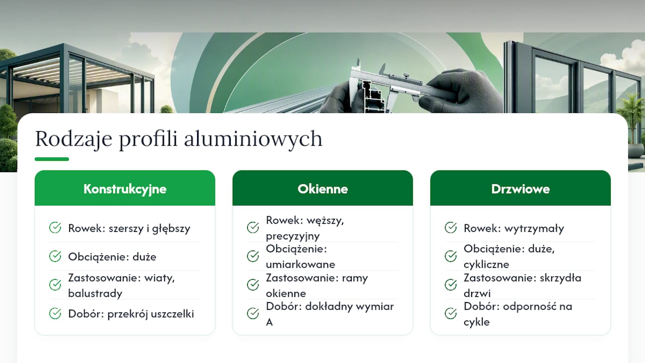 Porównanie trzech rodzajów profili aluminiowych