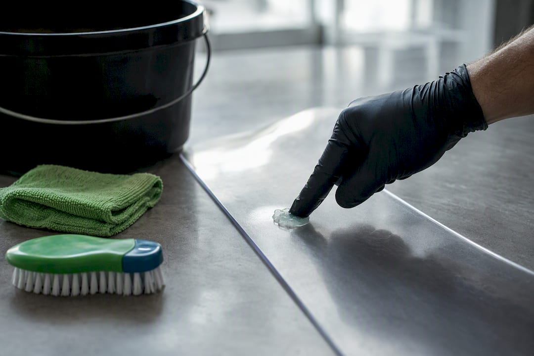 Test detergentu na fragmencie paska PCV
