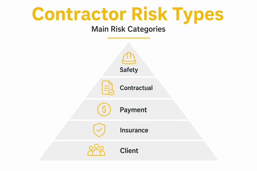 Hierarchy infographic of contractor business risk types