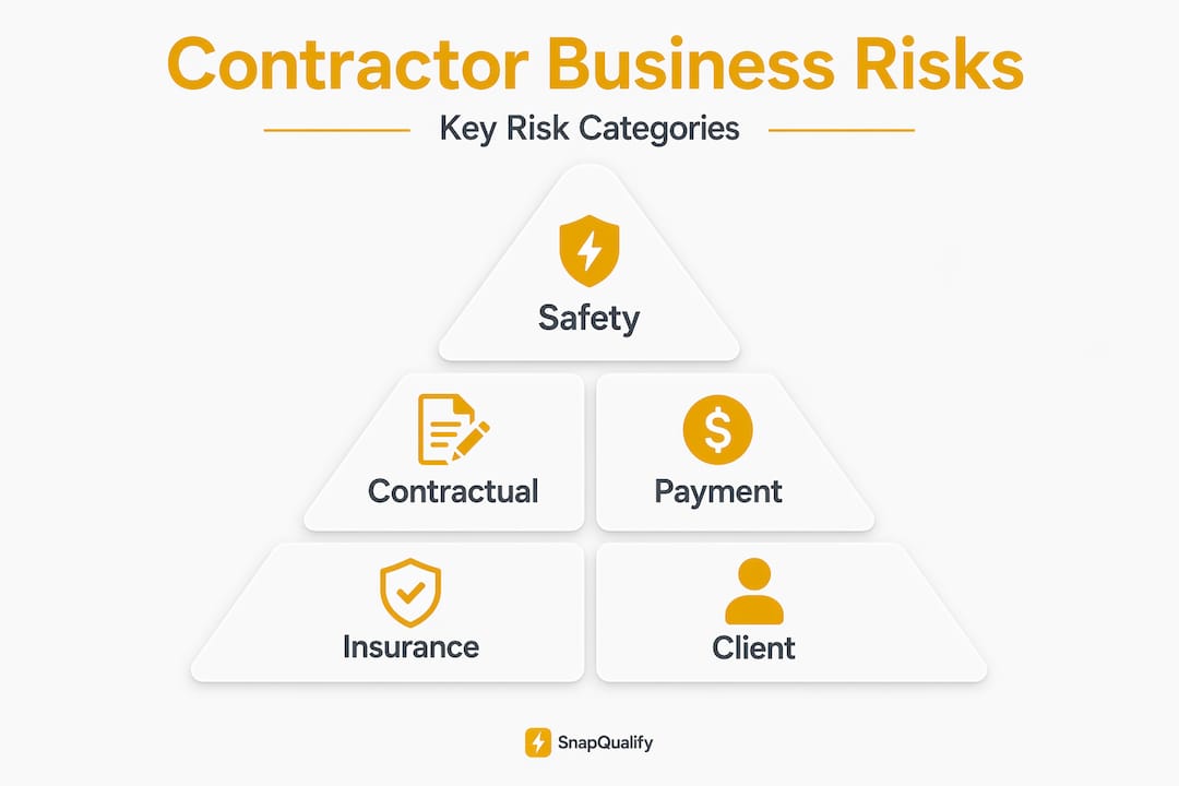 Hierarchy infographic of contractor business risk types