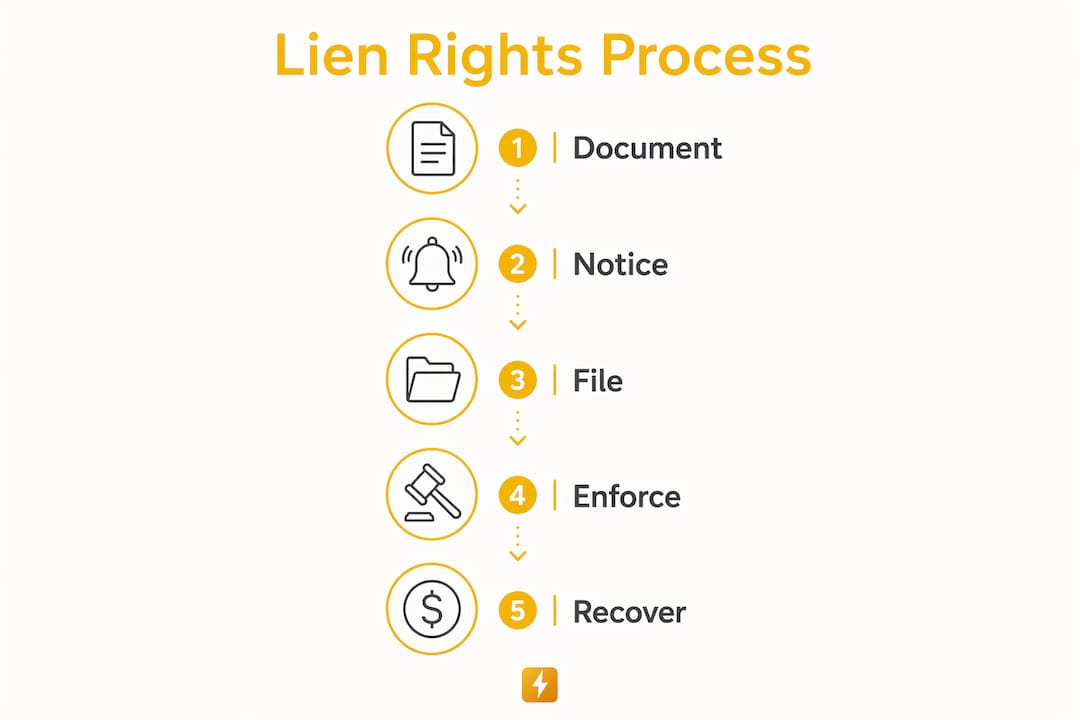 Infographic showing lien rights process in steps