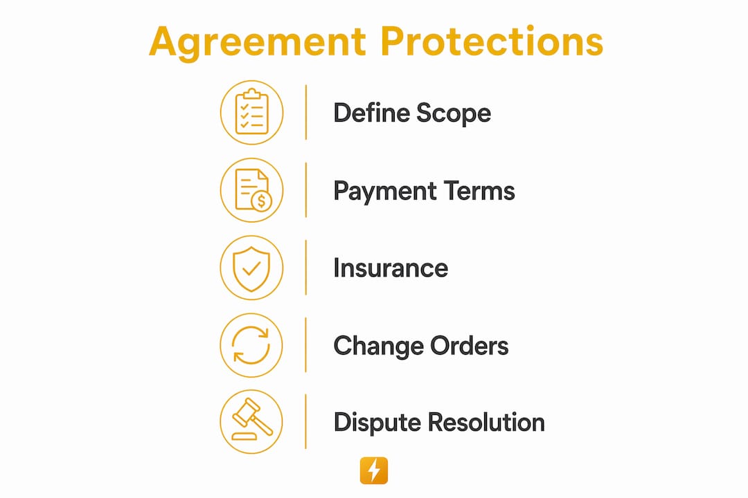 Infographic showing subcontractor agreement protections