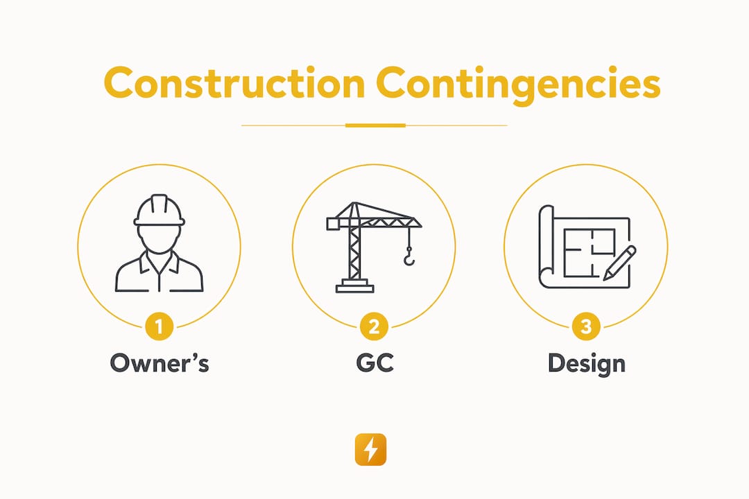 Infographic showing types of construction contingencies in hierarchy layout