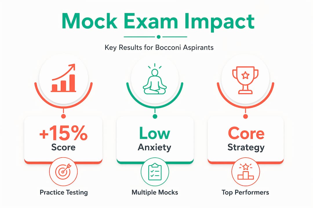 Infographic showing mock exam impact statistics and results