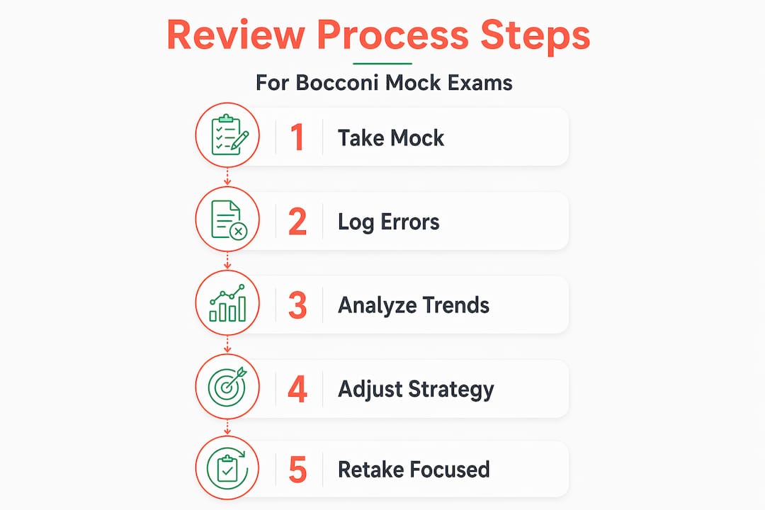 Infographic showing Bocconi mock review process steps