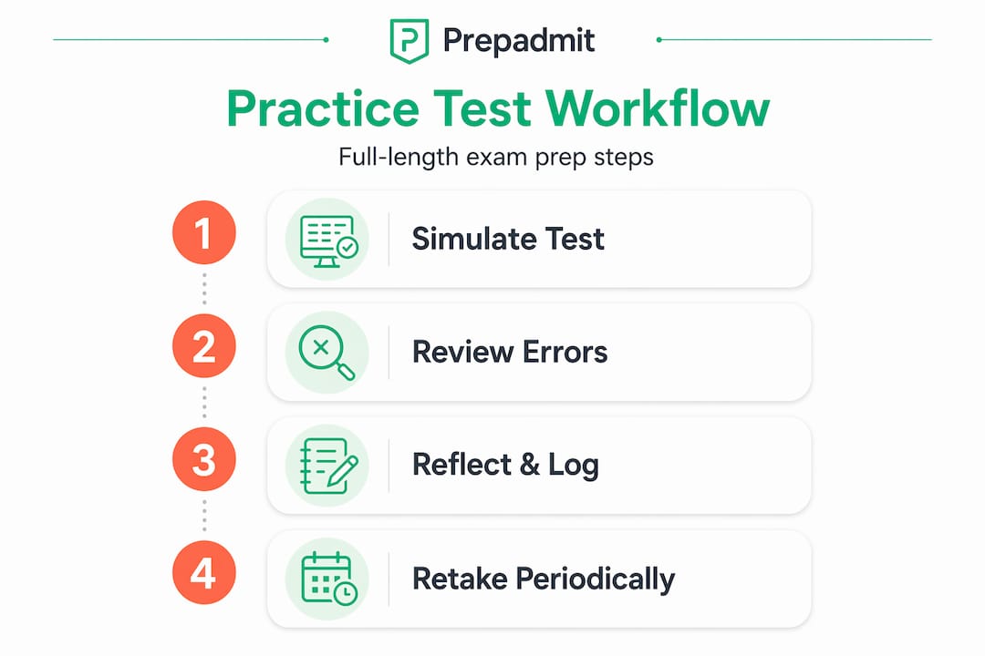 Infographic showing steps in full-length test process