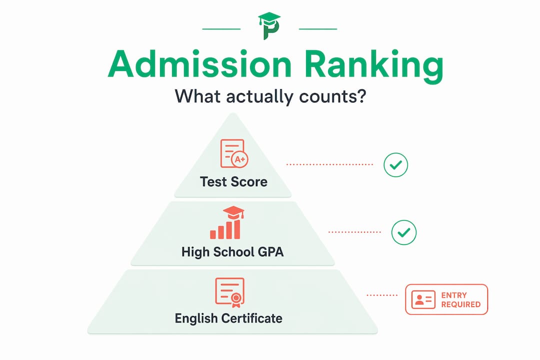 Hierarchy infographic showing Bocconi admission ranking factors