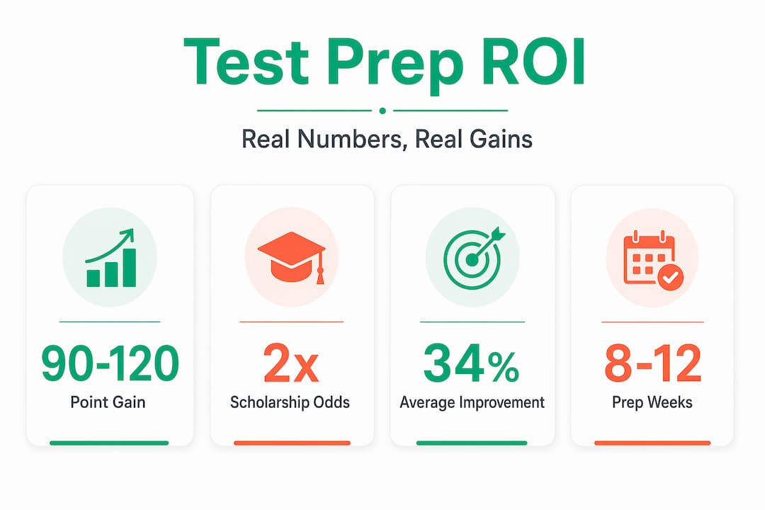 Infographic showing test prep ROI statistics