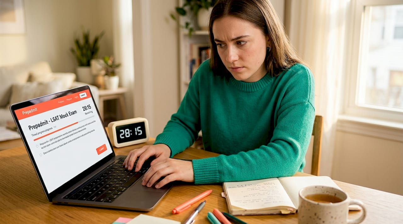 Student taking timed mock Bocconi exam