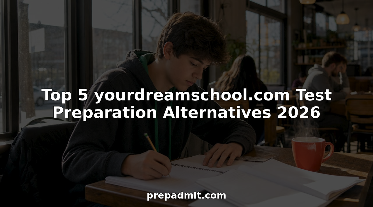 Teen student studying with test preparation materials in bedroom