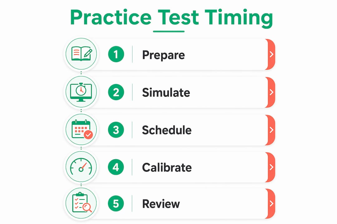 Infographic showing practice test timing steps