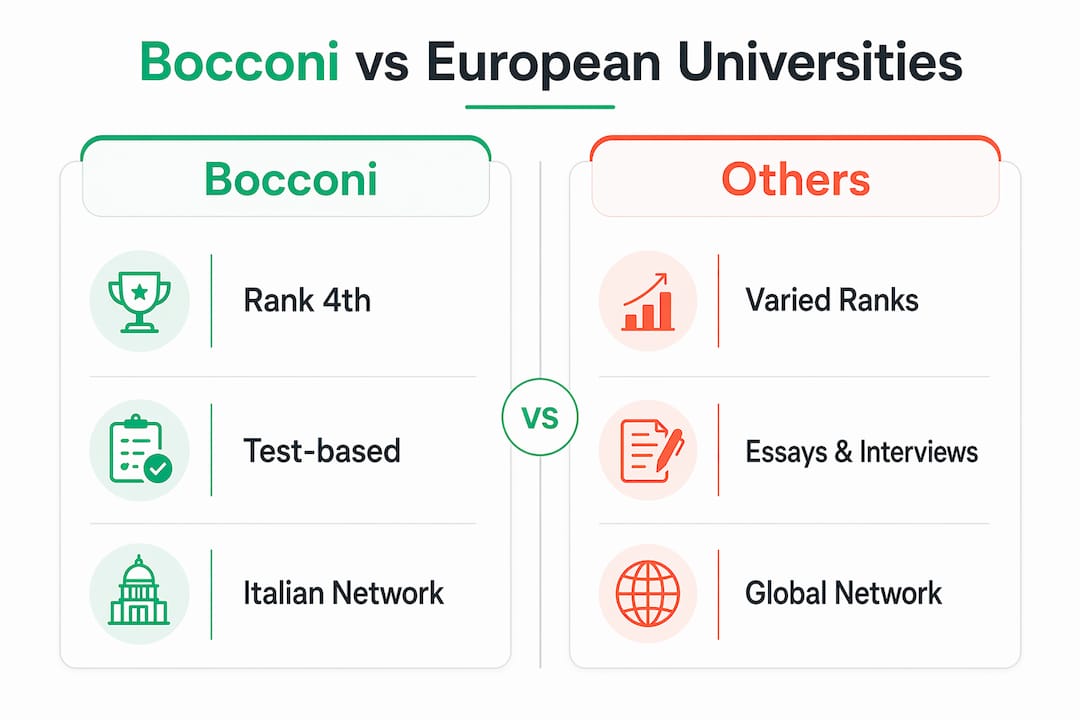 Comparison infographic Bocconi and other European universities