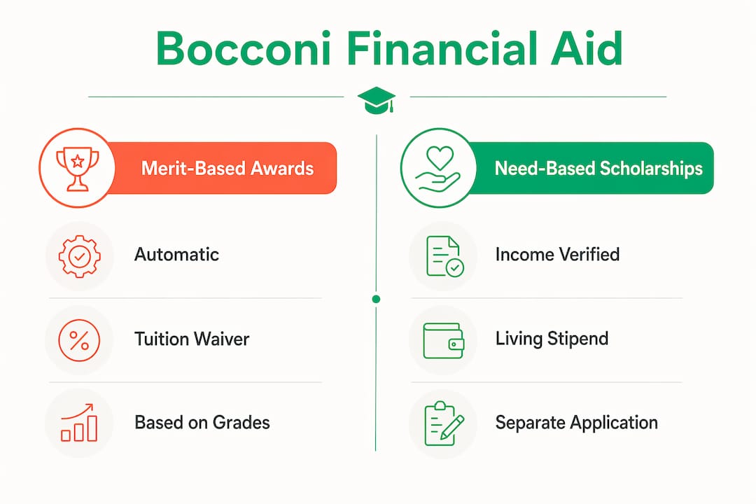 Infographic comparing merit and need-based awards