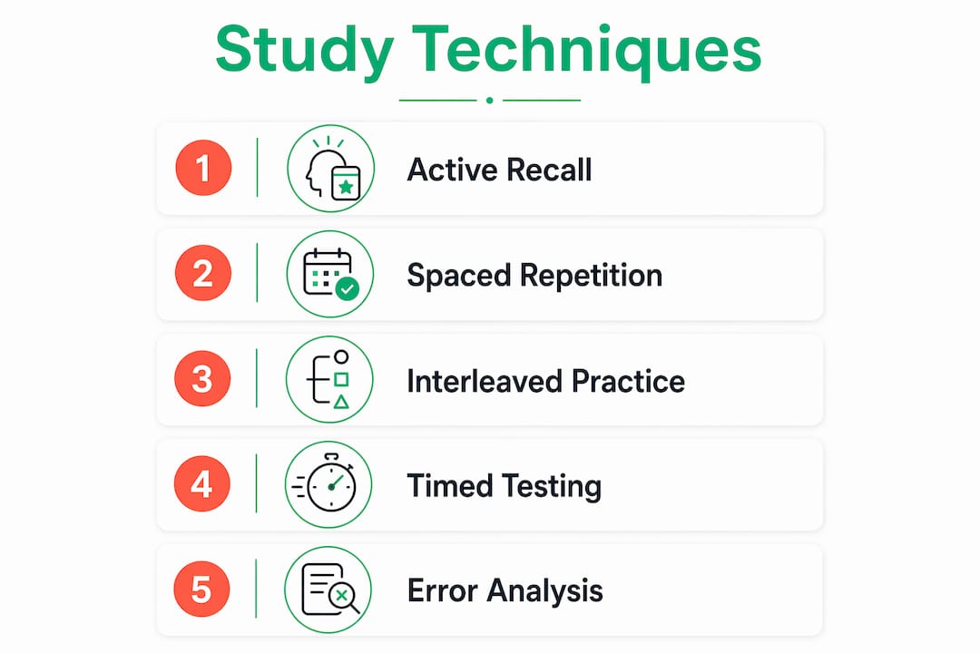 Infographic showing effective study techniques