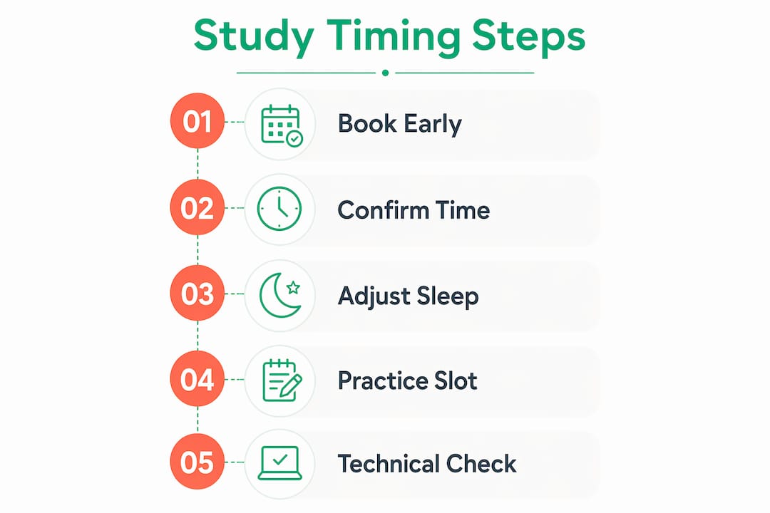 Infographic illustrating study timing steps for Bocconi test