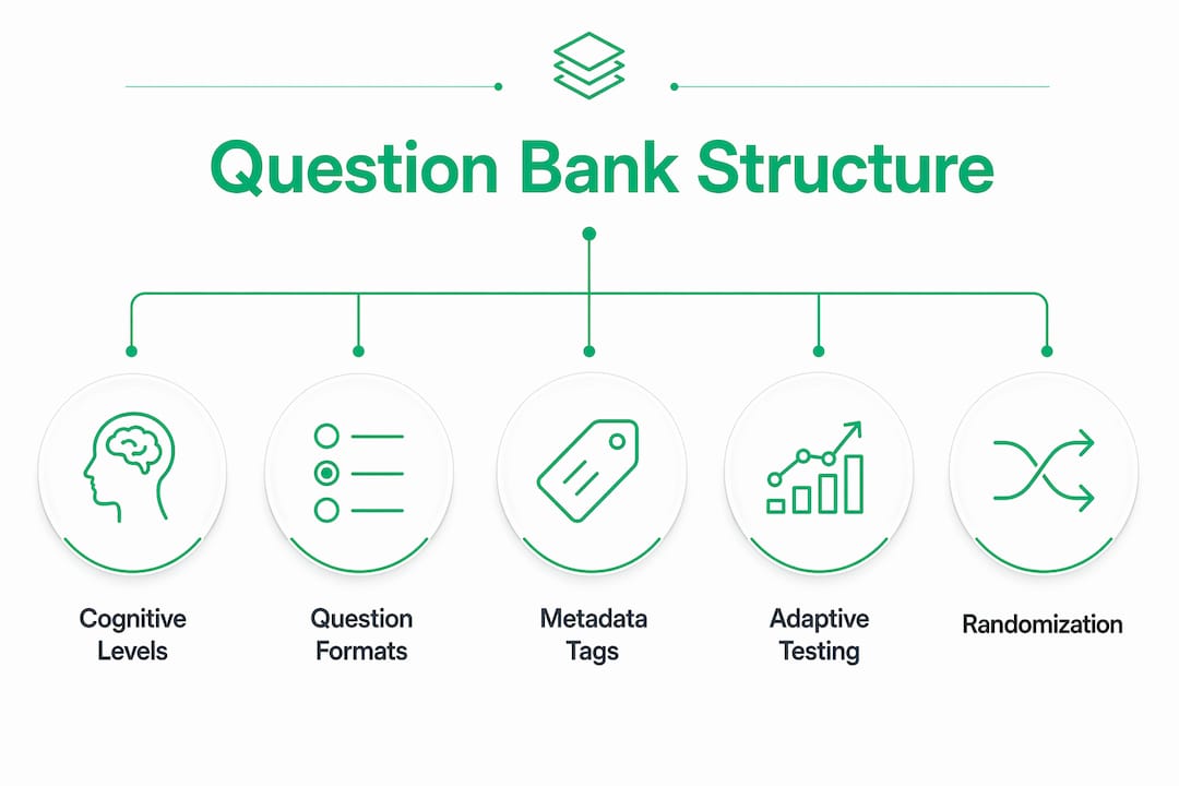 Infographic displaying question bank organizational hierarchy