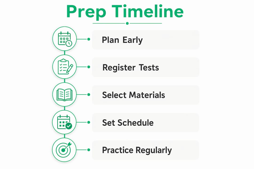Infographic showing overseas student prep timeline steps