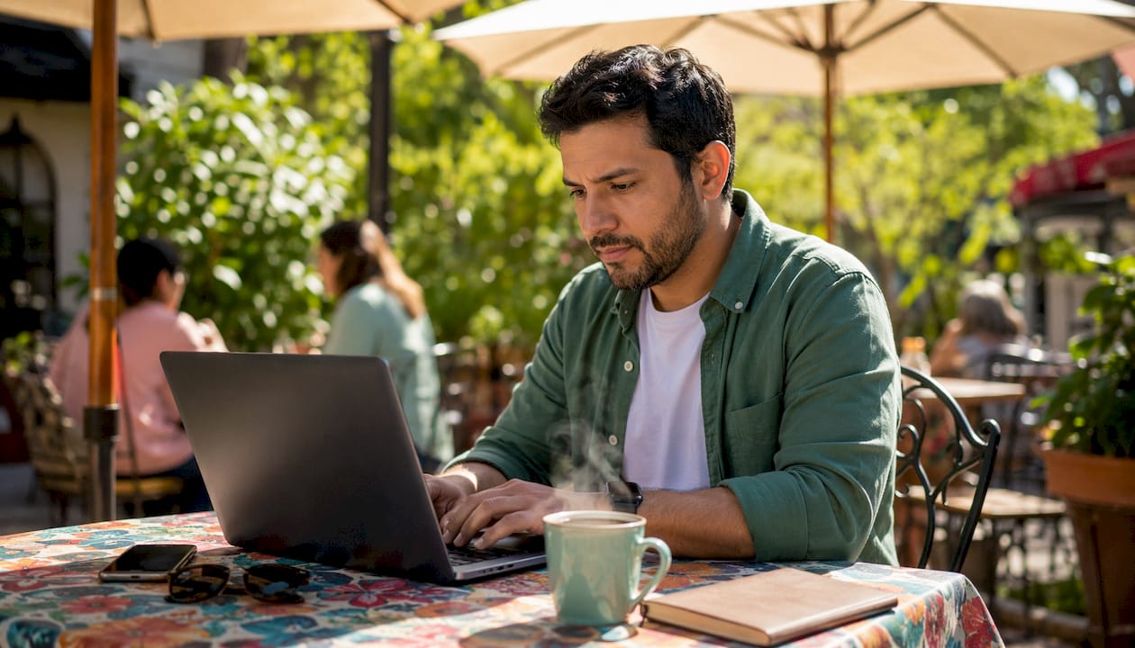 User accessing online Bocconi test prep platform at desk