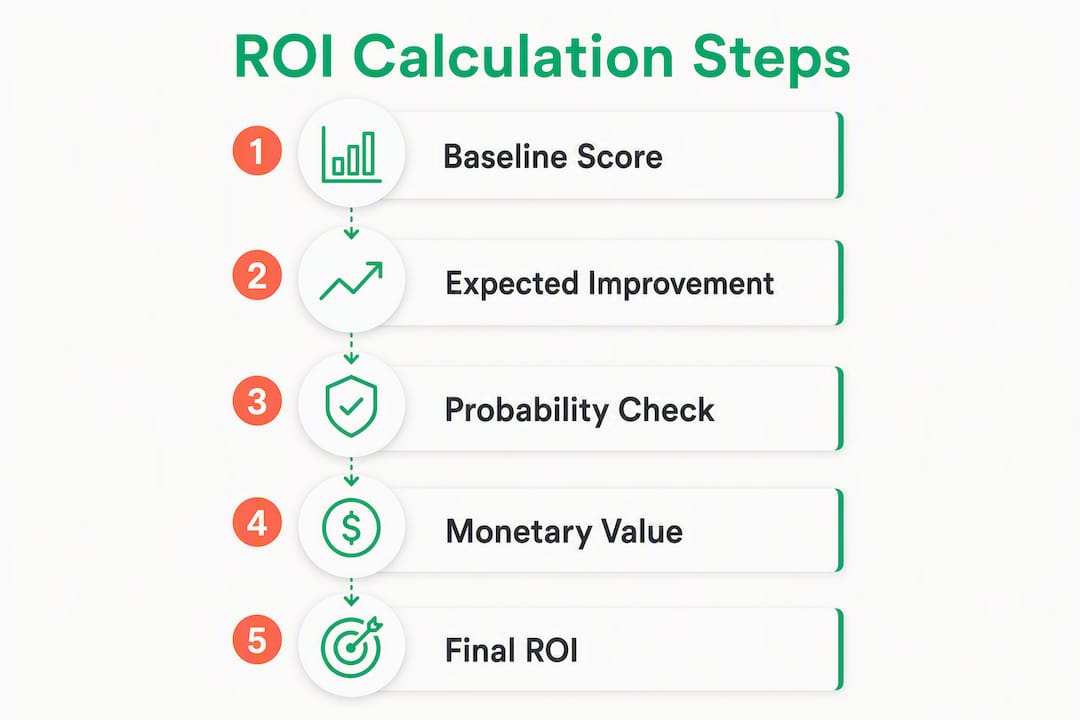 Infographic outlining ROI calculation steps