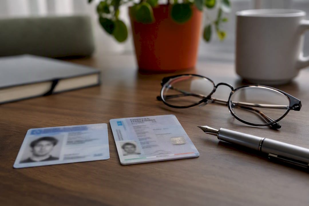 Photo ID and codice fiscale on desk