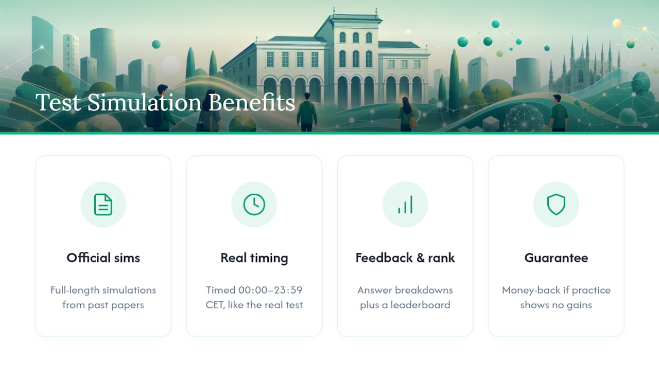 Try a Bocconi Test Simulation Before Your Booked Date — overview diagram