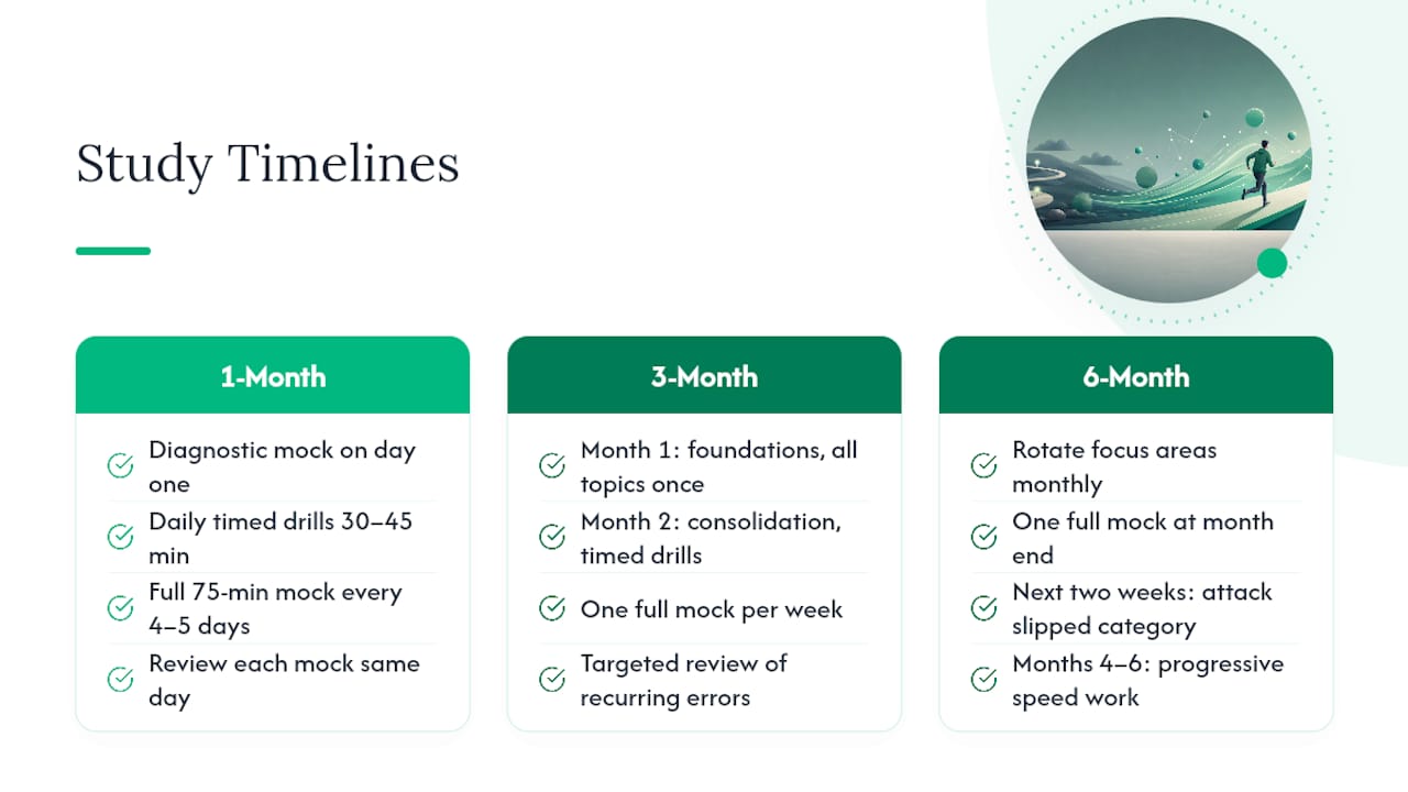 Comparison of study timelines for Bocconi test preparation