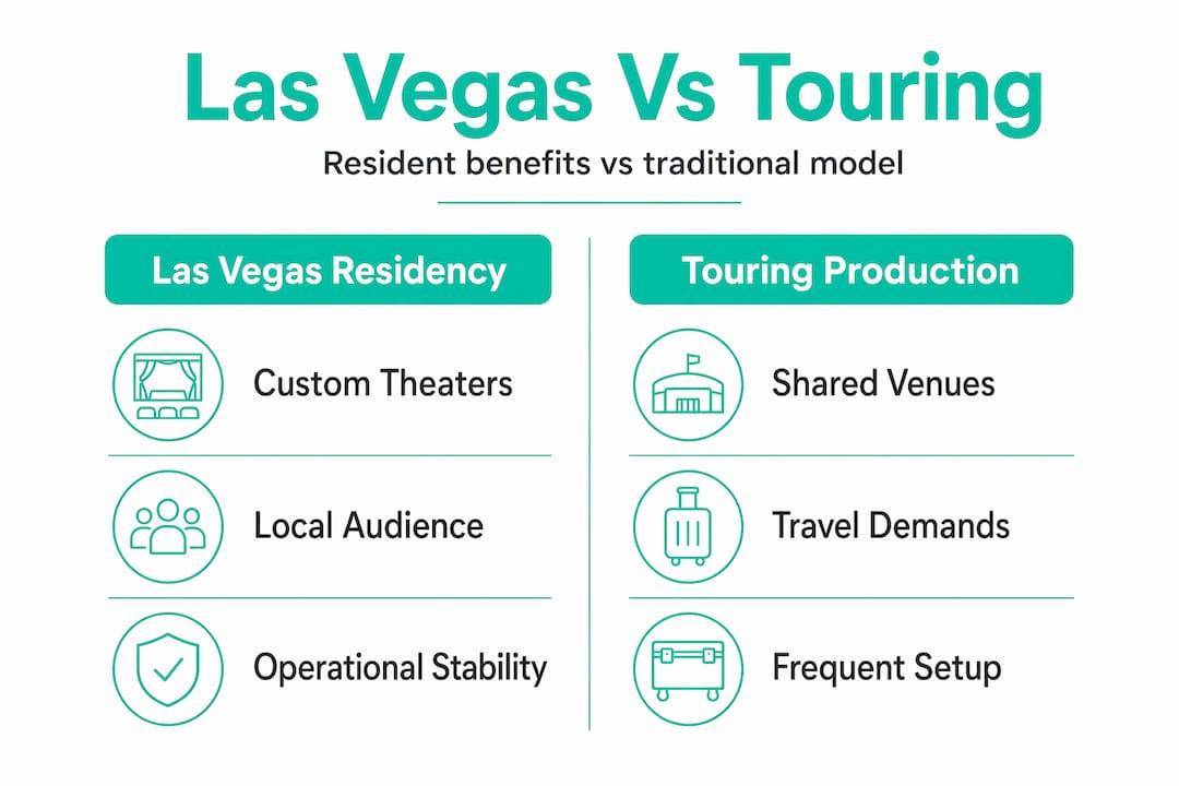 Infographic comparing Las Vegas residency to touring shows