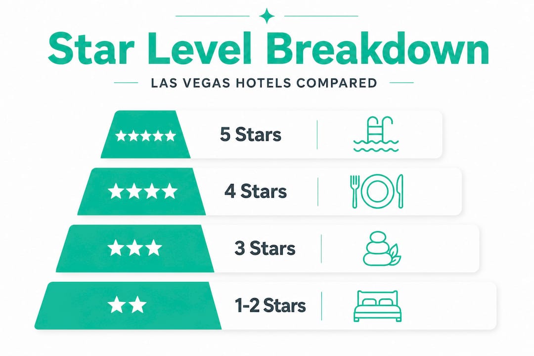 Hierarchical infographic of Vegas hotel star levels