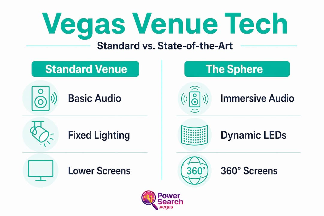 Infographic comparing standard venues and the Sphere