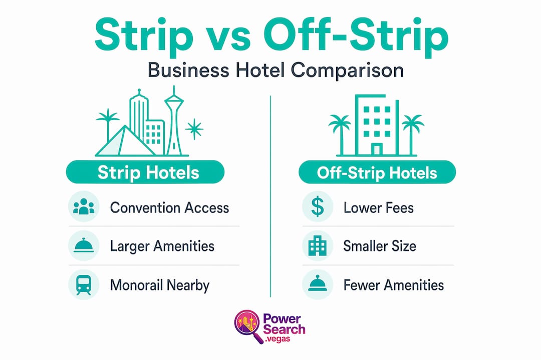 Infographic comparing Strip and off-Strip business hotels