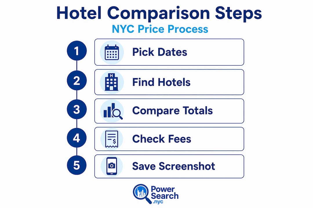 Infographic shows NYC hotel price comparison steps