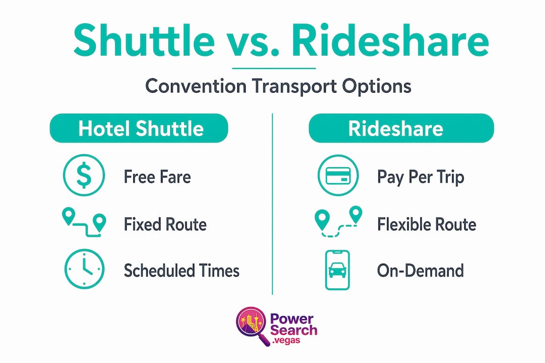 Infographic comparing shuttle and rideshare choices