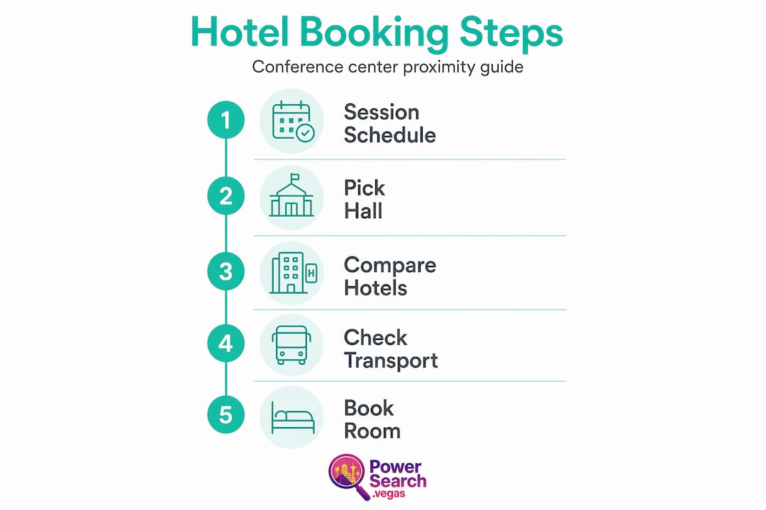 Infographic showing five hotel booking steps