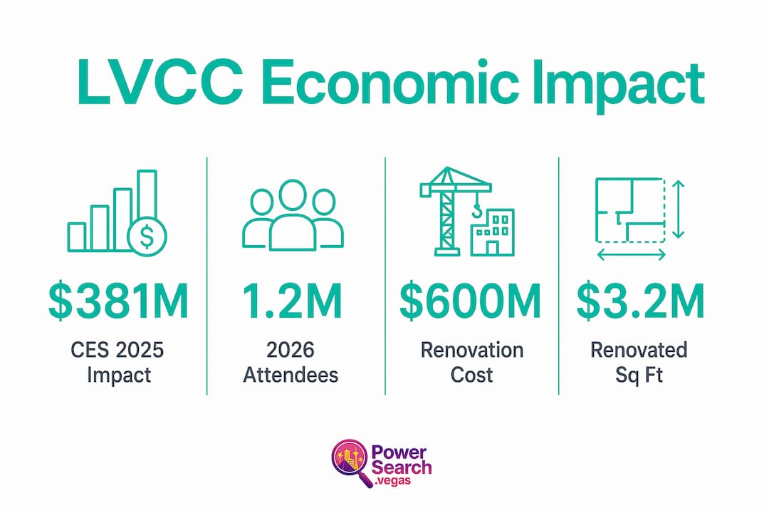 Infographic displaying key LVCC economic impact statistics