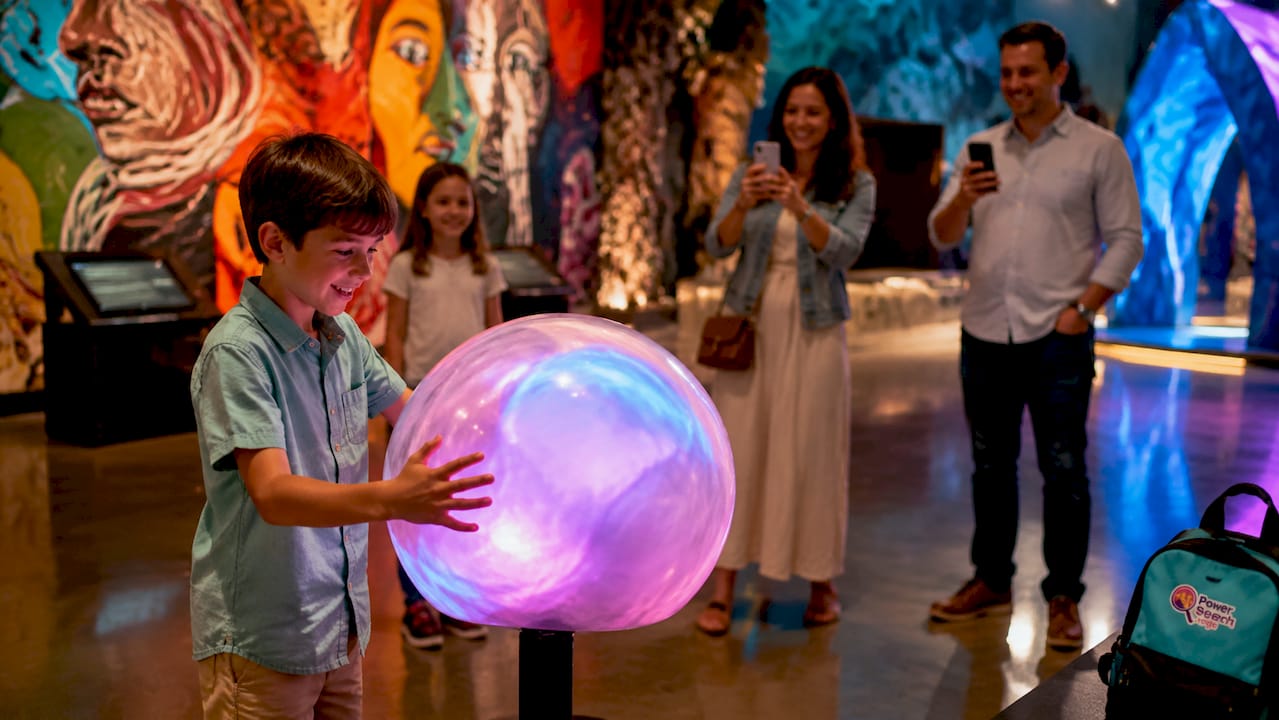 Visitors exploring interactive art exhibits at Area 15