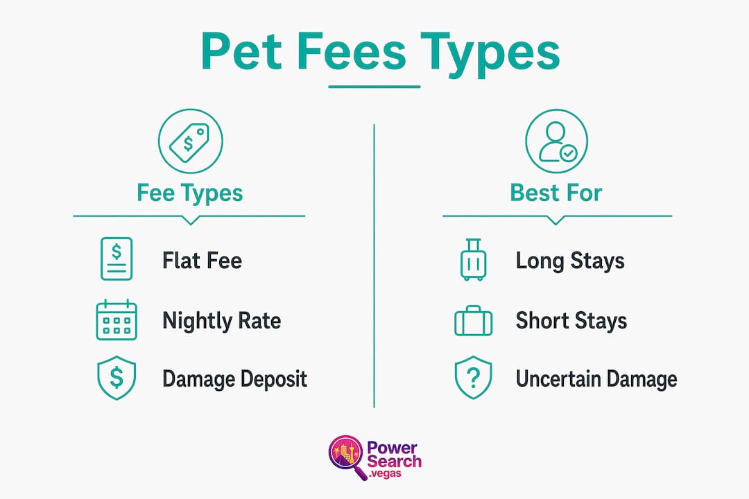 Infographic comparing pet fee types and best uses