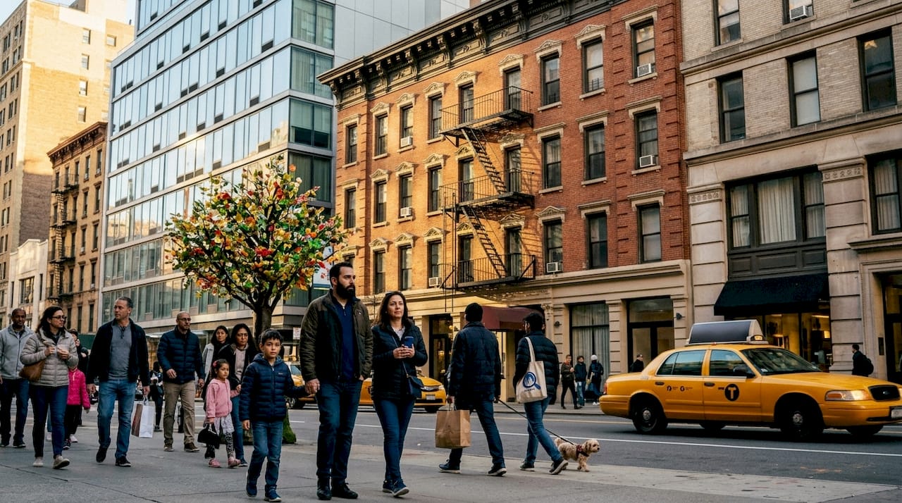 Diverse NYC hotel exteriors in different neighborhoods