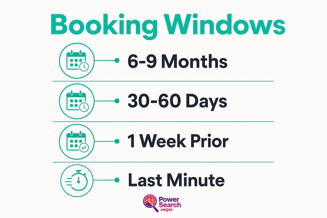 Infographic illustrating ideal Vegas hotel booking windows