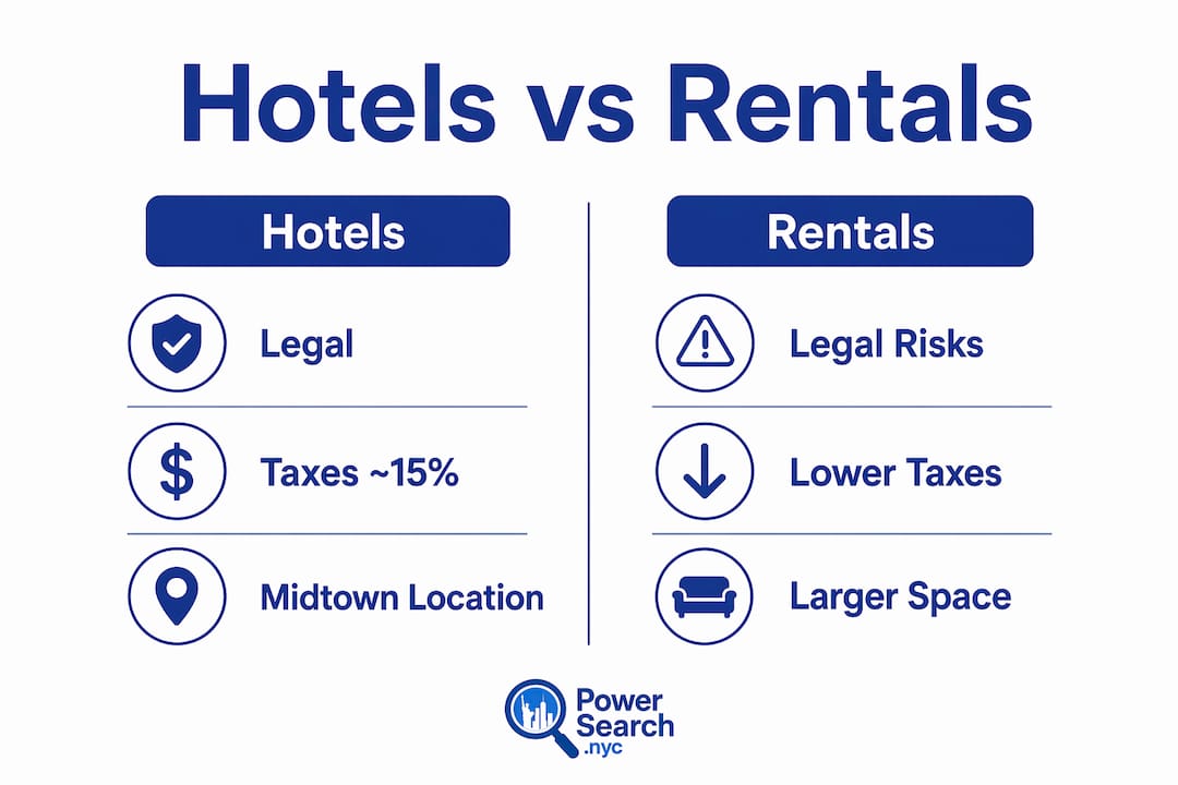 Infographic comparing NYC hotels and vacation rentals