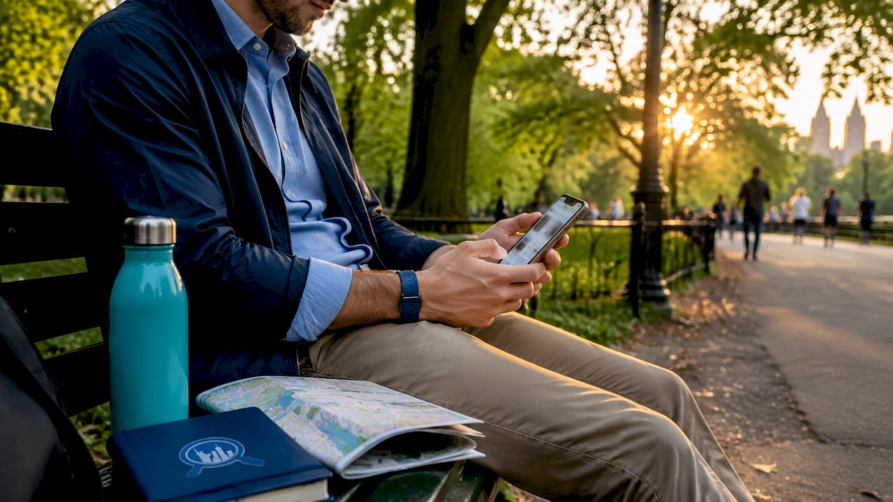 Close-up of man using phone for hotel deals