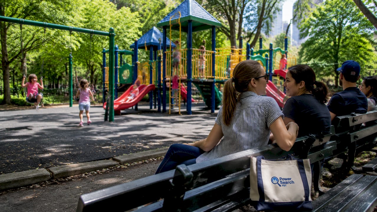 Children playing in Central Park playground