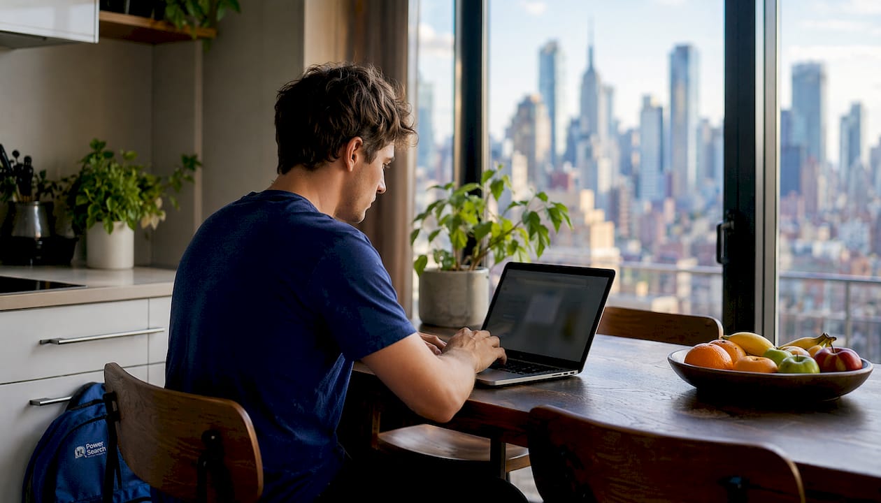 Close-up of hands typing on laptop booking site
