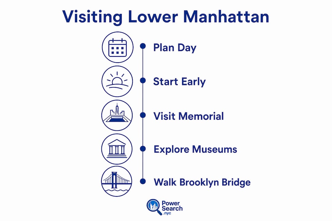 Infographic showing Lower Manhattan visit steps